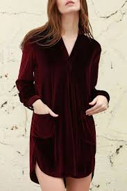 Loose Velvet Shirt Dress Army Green Cadetblue Wine Red Velvet Clothes Velvet Shirt Dress Velvet Fashion