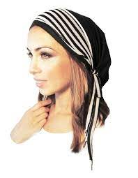 Chemo Hat Chemo Cap Tichel Hair Snood Head Scarf Pre Tied Bandana Black Jersey Stripe Knit Wrap See Many More Hair Snood Head Scarf Chemo Head Scarf