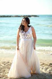 Plus Size Unique Boho Wedding Gown With 3d Floral Design And Sparkling Skirt Taly Studio Plus Size Wedding Gowns Wedding Dresses Plus Size Boho Wedding Gowns