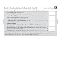 Tax deductions are a way to decrease your taxable income, which decreases the amount of taxes you owe the government. Irs Standard Deduction Worksheet For Dependents Line 40 Fill Out Tax Template Online Us Legal Forms