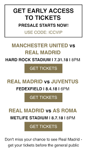 Tue, 10/23/18 10:00 am cdt. Real Madrid International Champions Cup Pre Sale Promo Code Realmadrid