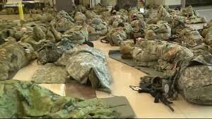 Joe biden has apologised after photos emerged showing troops from the national guard having to sleep outside in freezing temperatures. National Guard Pictures Us Capitol Riot Inauguration Day Kens5 Com