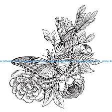 This drawing of a butterfly is taken from a totally different angle, more natural, i would say. Butterfly Flowers Decor Drawing Vector Download Vector