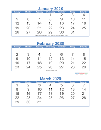 Free Printable 3 Month Calendar 2020 January February March Free Printable 2020 Calendar Temp 3 Month Calendar Monthly Calendar Printable Calendar Printables
