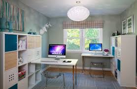 A Small Room Can Be Converted Into A Study Space By Staggering Two Desks With Their Own Storage Bookcases Image Study Room Furniture Study Decor Study Rooms
