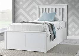 #barcelona low foot stone white single bed frame #low white single bed frame. Porto White Wooden Ottoman Bed Single Storage Bed Frame Bedsmart