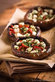 Stuffed Portobello Mushrooms With Roast Tomatoes And Goat Cheese Recipe Yummy Food Fresh Mozzarella Recipe Recipes