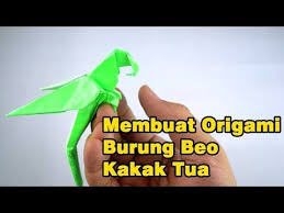 Membuat Origami Burung Beo Kakak Tua Youtube In 2020 Origami Parrot Origami Tutorial