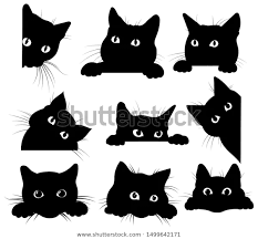 Set Black Cats Looking Out Corner Stock Vector Royalty Free 1499642171 In 2020 Black Cat Drawing Cat Illustration Black Cat Art