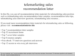 Telemarketing Sales Recommendation Letter