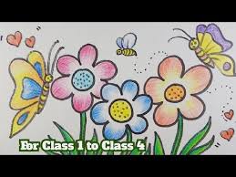 Easy And Simple Flower Garden Drawing For Kids Youtube Cute Flower Drawing Flower Garden Drawing Garden Drawing