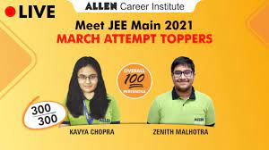 B.tech or be, b.arch, and b.plan. Jeetoppers Live Jee Main 2021 March Attempt Topper Kavya 300 300 Marks 100 Ile Zenith 100 Ile Youtube