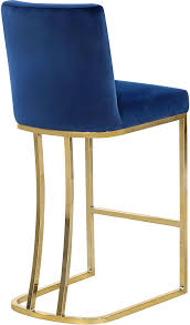 Heidi Navy Bar Stool 777 Meridian Furniture Bar Tables Velvet Stool Blue Velvet Loveseat Counter Height Stools