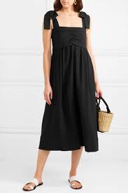 Noir Robe Midi En Gaze A Fronces See By Chloe Dresses Midi Dress Black Midi Dress