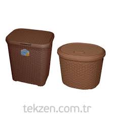 2 Li Banyo Sepeti Kahverengi Banyo Sepetleri Sepetler Camasir Sepeti