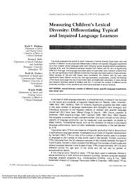 Pdf Measuring Childrens Lexical Diversity Differentiating