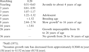 approximate growth rate of the american alligator a age