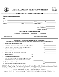 During any one of the four (4) preceding quarters must submit monthly deposits of the occupational license taxes withheld to the louisville metro revenue commission. Fillable Online Louisvilleky Louisville Metro Revenue Commission Form Ol 3d Louisvilleky Fax Email Print Pdffiller