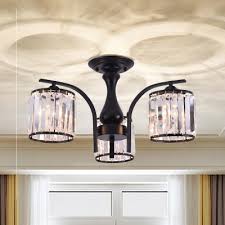 Shop pendant lighting and a variety of lighting & ceiling fans products online at lowes.com. Clear Crystal Drum Ceiling Light 3 5 Lights Modern Black Semi Flush Ceiling Lamp For Bedroom Beautifulhalo Com