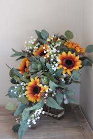 Send fresh flowers online to москва. Elopement Bridal Bouquet With Sunflowers And Succulents Silk Wedding Flowers And Bouquets Online Love Is Blooming