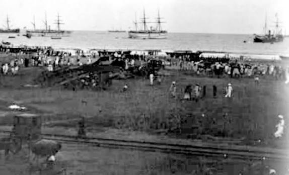 Indian troopships in Madras Harbour