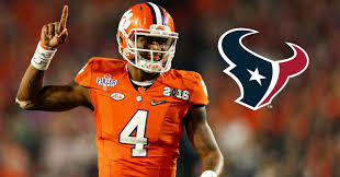 Mens ncaa clemson tigers deshaun watson football jerse 13 hunter renfrow 42 christian wilkins #8 justyn ross 5 tee higgins clemson jersey. Texans Trade Up To 12th Overall Pick Draft Clemson Qb Deshaun Watson Daily Snark