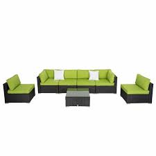Kinbor 7pcs Outdoor Patio Furniture Sectional Pe Rattan Wicker Rattan Sofa Set With Green Cushions Walmart Com Sectional Patio Furniture Patio Furniture Makeover Patio Furnishings