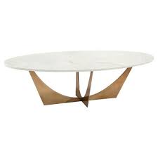 Find the perfect home furnishings at hayneedle, where you can buy online while you explore our room designs and curated looks for tips, ideas & inspiration to help you along the way. John Richard Modern Classic Marble Brass Oval Cocktail Table 51 W 60 W Kathy Kuo Home