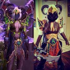 Side by Side of me and my WoW character! I just finished making the cosplay  and am testing it! [self] : r/wow