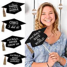 Funny Graduation Caps Gold 20 Piece Graduation Party Photo Booth Props Kit Graduation Party Photo Booth Graduation Photo Booth Props Graduation Photo Booth