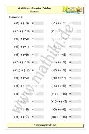 Addition Ganzer Zahlen Klasse 5 6 Ganze Zahlen Rationale Zahlen Mathe