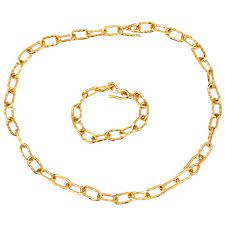 Jean Mahie 22k Large Cadene Chain Link Necklace And Bracelet Chain Link Necklace Necklace Luxury Jewelry