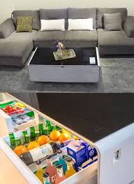 Refrigerator Coffee Table With Bluetooth Dual Zones Can Play Music Charge Your Phone Coffee Table Kitchen Gizmos Cool Furniture