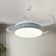 Ceiling fans can play a important role in making a room look stylish and unique. Acrylic Drum Ceiling Fan Light Nordic Style Led White Semi Mount Lamp For Bedroom Beautifulhalo Com