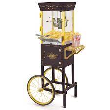 The old fashioned movie time popcorn maker™! Nostalgia Vintage 8 Oz Black Oil Popcorn Machine With Cart Ccp510bk The Home Depot