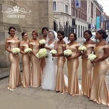 Dark Champagne Satin Mermaid Bridesmaid Dresses Off Shoulder Long Wedding Guest Dress Mermaid Bridesmaid Dresses Satin Bridesmaid Dresses Bridesmaid