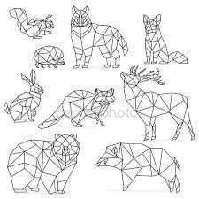 download low poly line animals set origami poligonal wolf bear deer wild boar fox raccoon r geometric drawing coloriage sonique