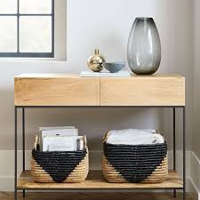 Woven Seagrass Baskets Natural Black Industrial Storage Rustic Storage Solid Mango Wood