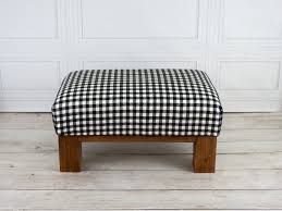 Black And White Ottoman Stool Small Rustic Footstool Upholstered Ottoman Gingham Foot Etsy Upholstered Ottoman Rustic Ottoman Rustic Footstools