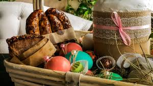 Inclusively focusing on human creativity; Traditional Slovak Ukrainian Russian Easter Basket Food