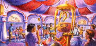 Rendering Of The Preshow Area Of Arabian Coast Magic Show Disney Concept Art Park Art Sketches