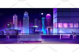 Vector Modern City On River At Night Cartoon Background Episode Interactive Backgrounds Modern Metropolis