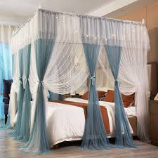 1600 x 1600 jpeg 325 кб. Joyreap 4 Corners Post Canopy Bed Curtains For Girls Blue White Cozy Drape Netting 4