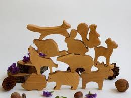 Wooden Toy Set Animal Play Set Organic Wood Toys Forest Etsy In 2020 Wooden Playset Wood Toys Wooden Toys
