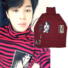 Bts Jimin Turtleneck Shirt Long Hoodie Collared Sweatshirt Long Sweatshirt