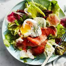 Whisk the dill, eggs, milk and cream and season well. Breakfast Salad With Smoked Salmon Poached Eggs Recipe Eatingwell