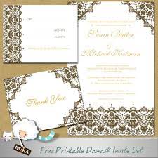 Free Damask Wedding Invitation Set Mujka Chic Damask Wedding Invitation Free Wedding Printables Free Printable Wedding Invitations
