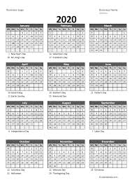 Overview of the week numbers for the year 2021, with uk bank holidays 2021 and templates for excel, pdf & word to download and print. 2020 Yearly Business Calendar With Week Number Free Printable Templates