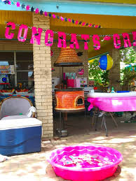 My Daughter S Kindergarten Graduation Pool Party Waterslide Pink Graduation Decoration Kindergarten Graduation Party Graduation Pool Parties Jump Party