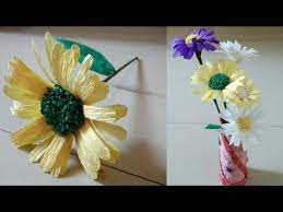 Youtube Diy Aster Flower Making Aster Crepe Paper Flower Video Paper Flower Video Paper Flowers Crepe Paper Flowers